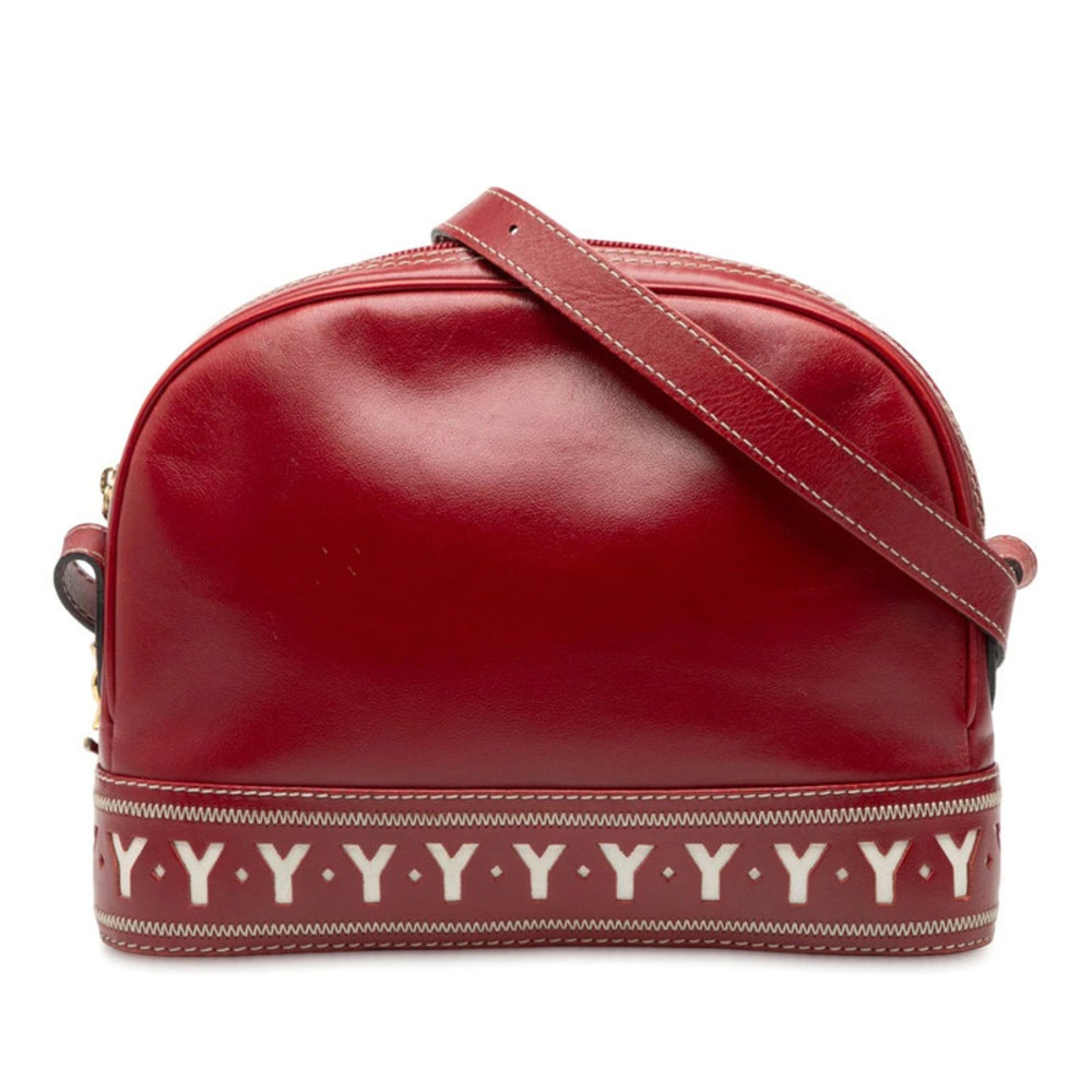 Saint Laurent Y Shoulder Bag Red Leather
